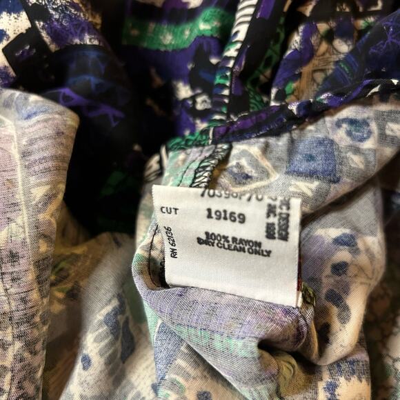 Vtg Guess Georges Marciano Shirt Medium Purple Green Button Up Abstract USA 90s - Picture 4 of 6